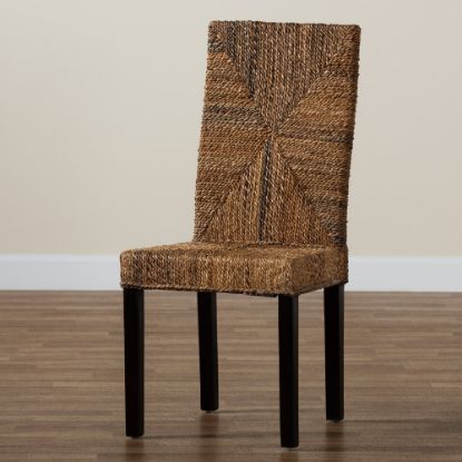 Picture of bali & pari Laymi Mahogany Wood And Seagrass Dining Chair, Brown/Dark Brown