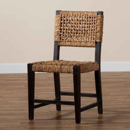 Picture of bali & pari Alise Mahogany Wood and Seagrass Dining Chair, Brown/Dark Brown