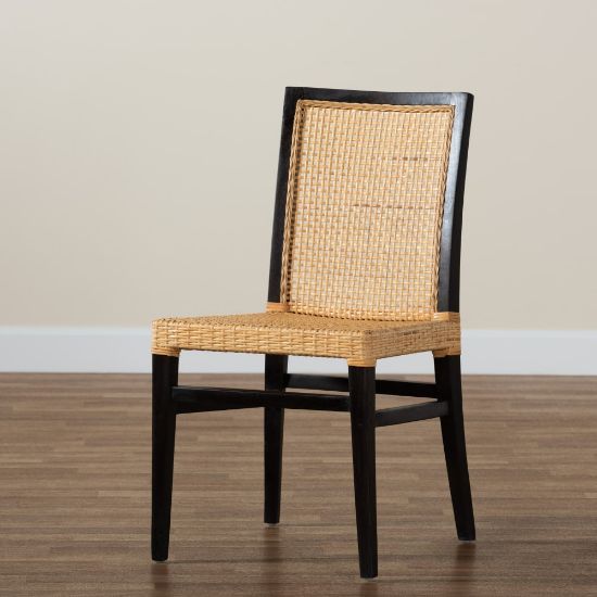 Picture of bali & pari Lingga Mahogany Wood And Rattan Dining Chair, Brown/Dark Brown