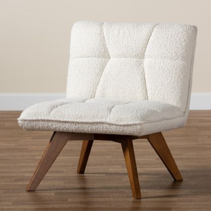 Picture of Baxton Studio Darielle Japandi Boucle Fabric And Finished Rubberwood Accent Chair, Cream/Walnut Brown