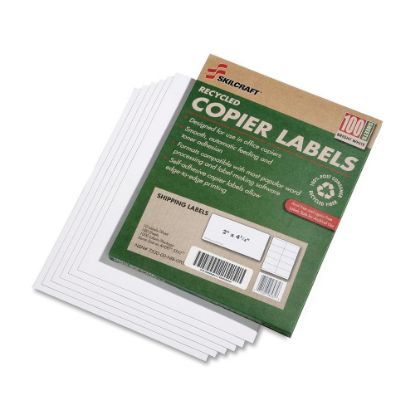 Picture of SKILCRAFT 100% Recycled Copier Shipping Labels, Rectangle, 2in x 4 1/4in, White, Box Of 100