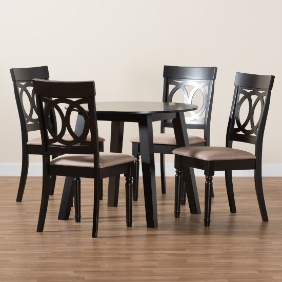 Picture of Baxton Studio Charlotte Modern 5-Piece Dining Set, Beige/Dark Brown