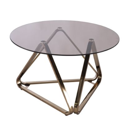 Picture of SEI Furniture Stondon Round Cocktail Table, 18-1/4inH x 31-1/4inW x 31-1/4inD, Champagne/Clear