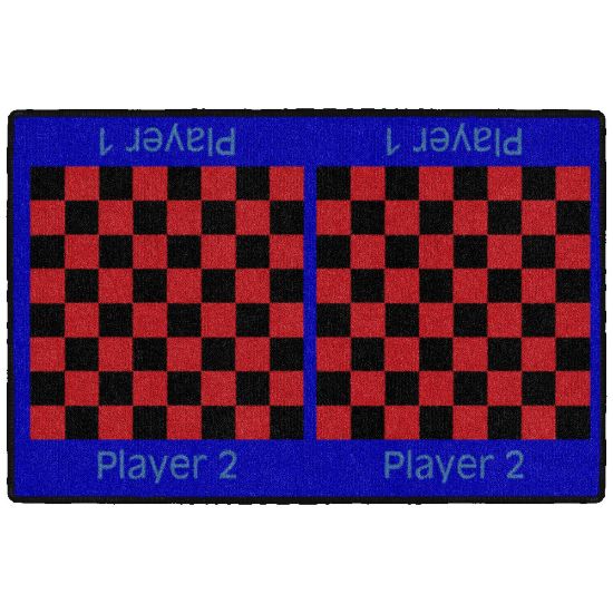 Picture of Flagship Carpets Checkers Rug, 24in x 36in, Blue/Red/Black