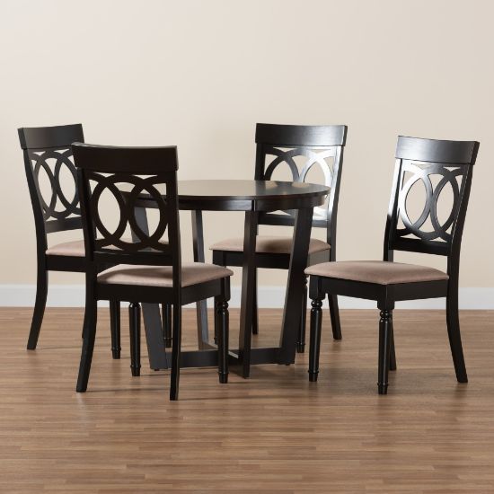 Picture of Baxton Studio Estelle Modern 5-Piece Dining Set, Beige/Dark Brown