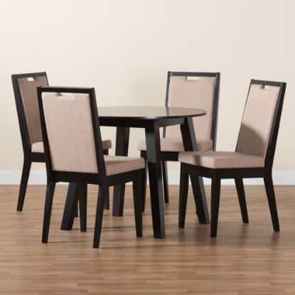 Picture of Baxton Studio Nia Modern 5-Piece Dining Set, Beige/Dark Brown