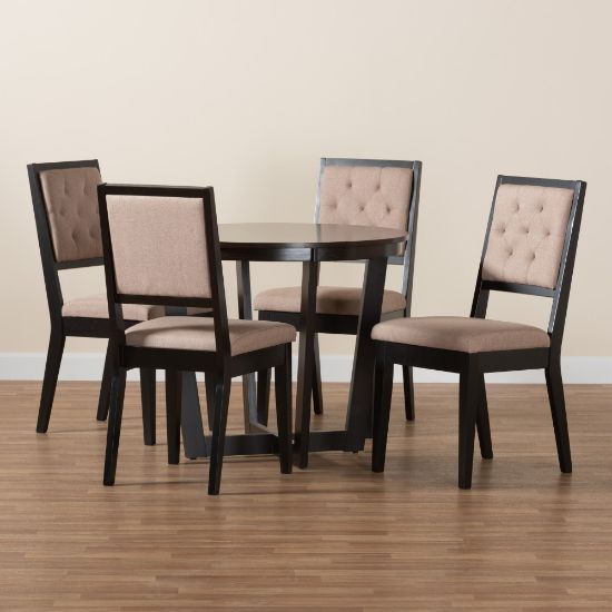 Picture of Baxton Studio Kala Modern 5-Piece Dining Set, Beige/Dark Brown