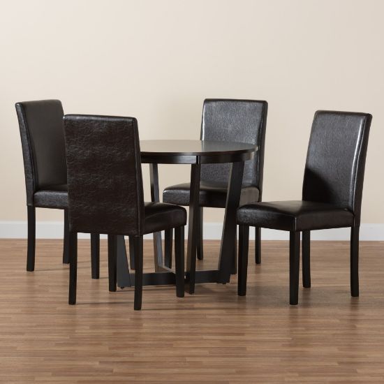 Picture of Baxton Studio Bruna Modern 5-Piece Dining Set, Dark Brown/Espresso Brown