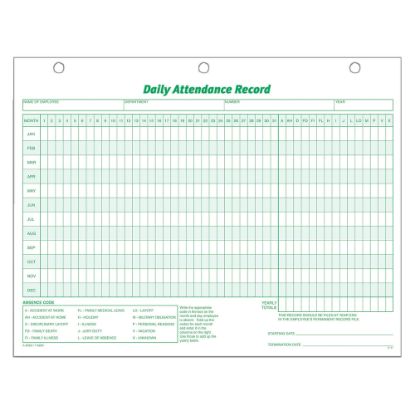 Picture of TOPS Daily Attendance Record, 8 1/2in x 11in, Pack Of 50