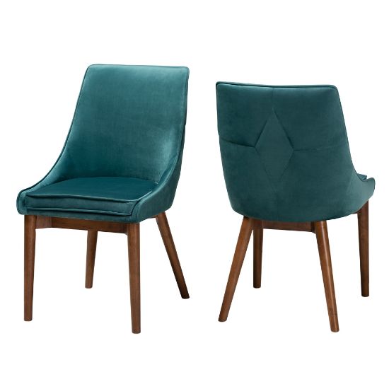 Picture of Baxton Studio Gilmore Dining Chairs, Teal/Walnut Brown, Set Of 2 Chairs