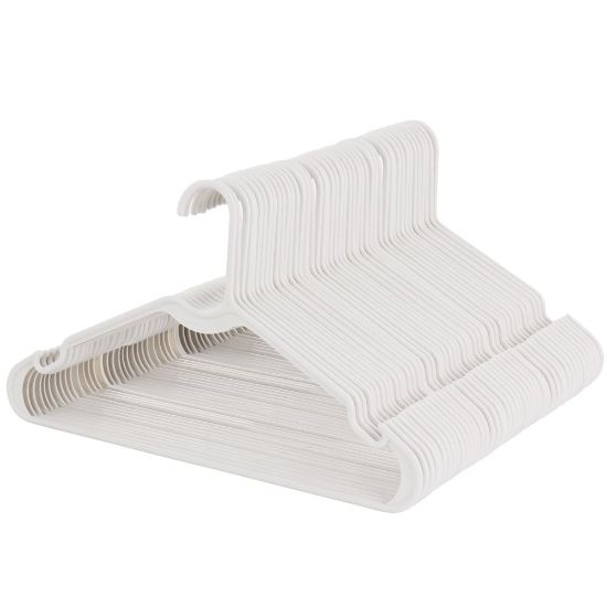 Picture of Elama Home Plastic Hangers, White, Pack Of 50 Hangers