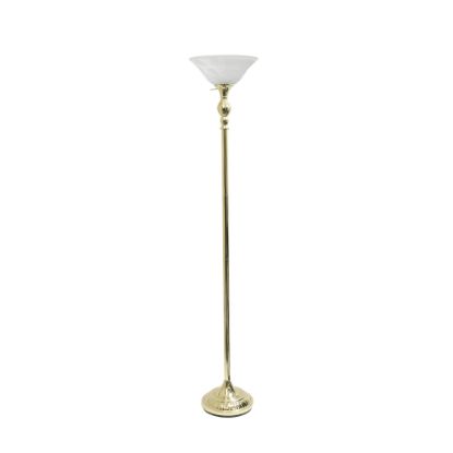 Picture of Elegant Designs 1-Light Torchiere Floor Lamp, 71inH, Gold/White