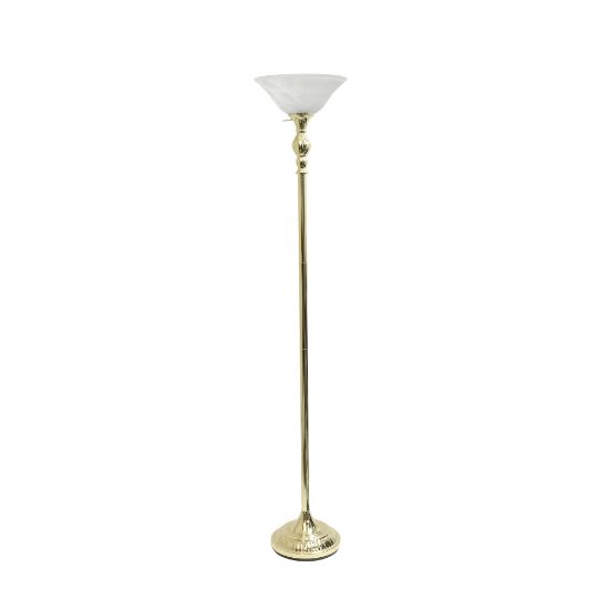 Picture of Elegant Designs 1-Light Torchiere Floor Lamp, 71inH, Gold/White