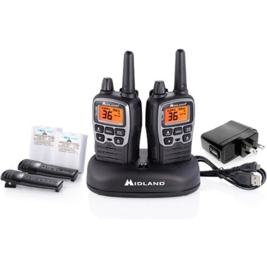 Picture of Midland X-TALKER T71VP3 Two-Way Radio - 36 Radio Channels - Upto 200640 ft - 121 Total Privacy Codes - Auto Squelch, Keypad Lock, Silent Operation, Low Battery Indicator, Hands-free - Water Resistant - AAA - Lithium Polymer (Li-Polymer) - Black, Silver