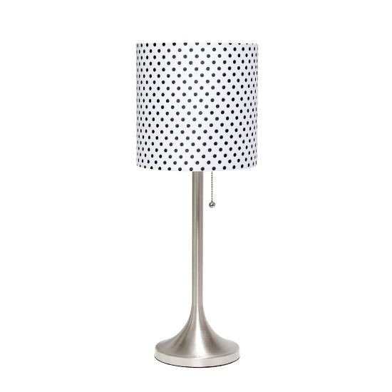 Picture of Simple Designs Tapered Table Lamp, 21inH, Polka Dot Shade/Brushed Nickel Base