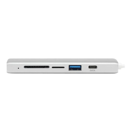 Picture of Tripp Lite USB-C Multiport Adapter, 2x USB-A and 1X USB-C Ports, Card Reader, USB 3.0, Silver - Docking station - USB-C 3.1 / Thunderbolt 3