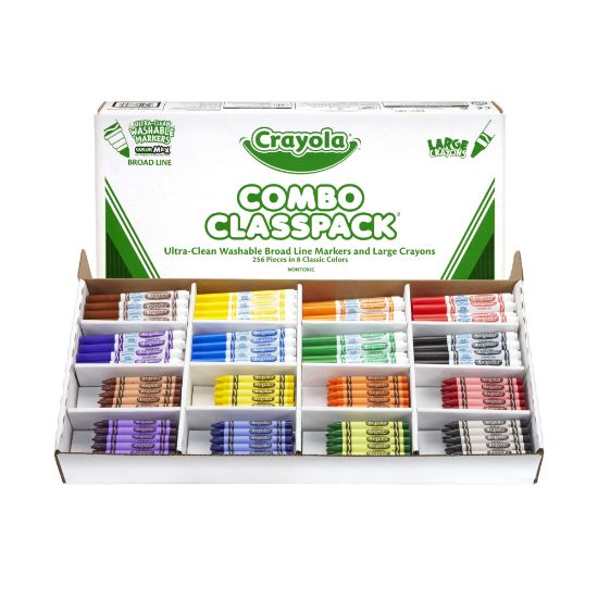 Picture of Crayola Crayons And Washable Markers Classpack, Large Size, Assorted Colors, Box Of 256