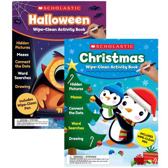 Picture of Scholastic Teacher Resources Holiday Wipe-Clean Activity Book Bundle, Set Of 2 Books