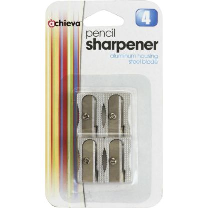 Picture of OIC Metallic Aluminum Handheld Pencil Sharpeners, Silver, Pack Of 4