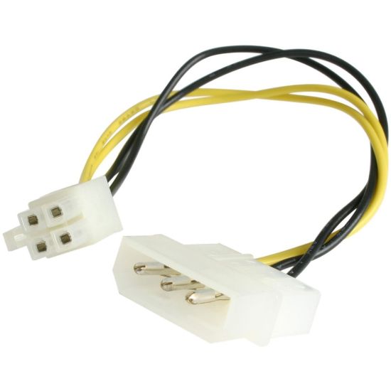 Picture of StarTech.com Power cable adapter - 4 pin internal power (F) - 4 pin ATX12V (M) - 15.2 cm - Convert an LP4 female connector to a P4 male connector - molex to 4 pin atx - molex to p4 adapter - molex to 12v - lp4 to p4 - lp4 to 4 pin atx