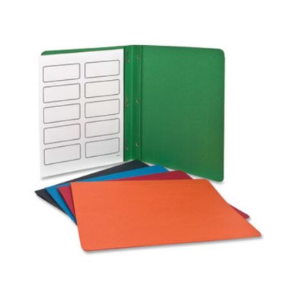 Picture of Oxford Twin Pocket 3-hole Fastener Folders - Letter - 8 1/2in x 11in Sheet Size - 3 Fastener(s) - 1/2in Fastener Capacity for Folder - 2 Inside Front & Back Pocket(s) - Leatherette Paper - Blue, Green, Yellow, Orange, Red - 25 / Box