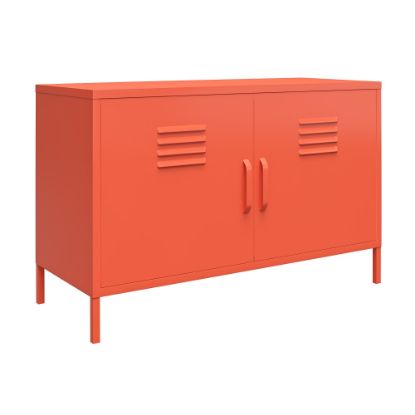 Picture of Ameriwood Home Cache 2-Door Metal Locker Accent Cabinet, 25-1/4inH x 39-3/8inW x 15-3/4inD, Orange