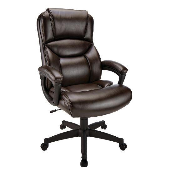 Picture of Realspace Fennington Bonded Leather High-Back Executive Office Chair, Brown, BIFMA Compliant