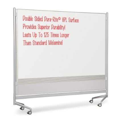 Picture of Balt Best Rite Mobile Dry-Erase Whiteboard Double-Sided Partition, 74in x 76in x 12in, Aluminum Frame With Silver Finish