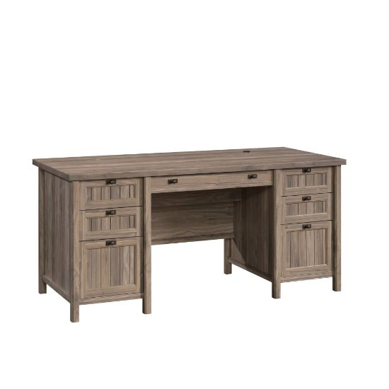 Picture of Sauder Costa 66inW Executive Computer Desk, Washed Walnut