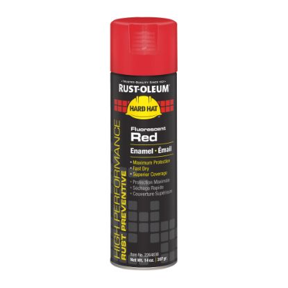 Picture of Rust-Oleum Hard Hat High Performance V2100 System Rust Preventive Enamel Spray Paint, 14 Oz, Gloss Fluorescent Red, Case Of 6 Cans