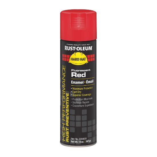 Picture of Rust-Oleum Hard Hat High Performance V2100 System Rust Preventive Enamel Spray Paint, 14 Oz, Gloss Fluorescent Red, Case Of 6 Cans