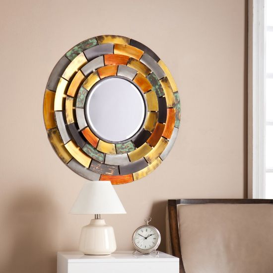 Picture of SEI Furniture Baroda Round Decorative Mirror, 31inH x 31inW x 2inD, Multicolor