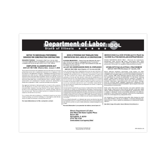 Picture of ComplyRight State Specialty Poster, Employee Classification Act, English/Spanish/Polish, Illinois, 8-1/2in x 11in