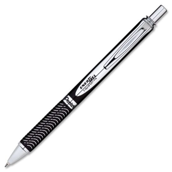 Picture of Pentel EnerGel Alloy Retractable Gel Pen, Medium Point, 0.7 mm, Black Barrel, Black Ink