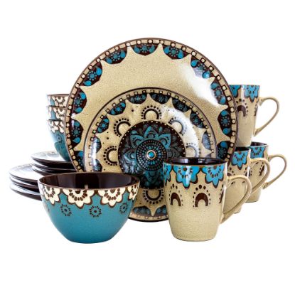 Picture of Elama 16-Piece Stoneware Dinnerware Set, Clay Heart