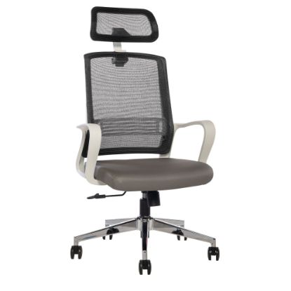 Picture of Sinfonia Song Ergonomic Mesh/Fabric High-Back Task Chair With Antimicrobial Protection, Loop Arms, Headrest, Black/Gray/White