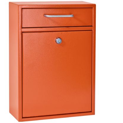 Picture of Mail Boss Locking Security Drop Box, 16-1/4inH x 11-1/4inW x 4-3/4inD, Bright Orange