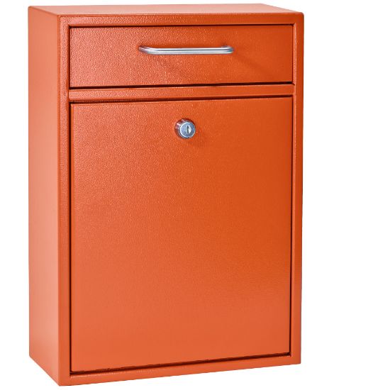 Picture of Mail Boss Locking Security Drop Box, 16-1/4inH x 11-1/4inW x 4-3/4inD, Bright Orange