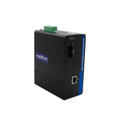 Picture of AddOn 100Mbs 1 RJ-45 to 1 SC Industrial Media Converter - Fiber media converter - 100Mb LAN - 10Base-T, 100Base-FX, 100Base-TX - RJ-45 / SC multi-mode - up to 12.4 miles - 1310 nm