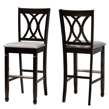 Picture of Baxton Studio Calista Bar Stools, Gray/Espresso Brown, Set Of 2 Stools