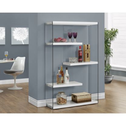 Picture of Monarch Specialties Open-Concept 60inH 4-Shelf Bookcase, Glossy White