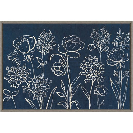 Picture of Amanti Art Indigo Floral I by Silvia Vassileva Framed Canvas Wall Art Print, 23in x 16in, Graywash