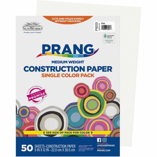 Picture of Prang Construction Paper, 9in x 12in, White, Pack Of 50