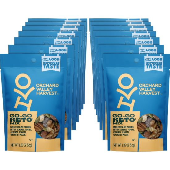 Picture of Orchard Valley Harvest Go-Go Keto Mix - Grain-free, Gluten-free, No Artificial Color, No Artificial Flavor, Preservative-free, Resealable Bag - Crunch, Walnut, Almond, Peanut, Blueberry - 1 Serving Bag - 1.85 oz - 14 / Carton