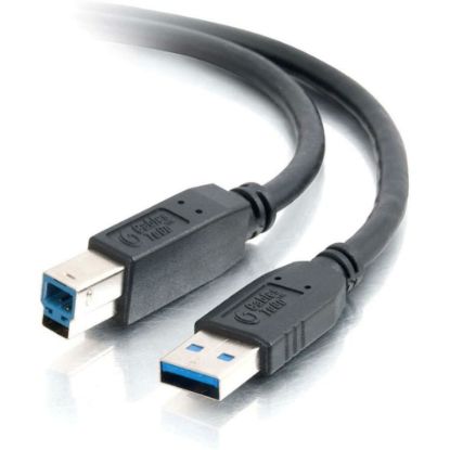 Picture of C2G 2m USB 3.0 Cable - USB A to USB B - M/M - 6.56 ft USB Data Transfer Cable - Type A Male USB - Type B Male USB - Shielding - Black