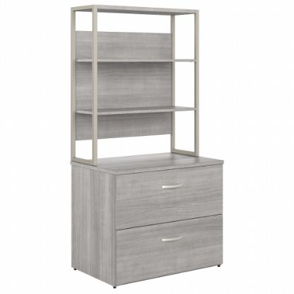 Picture of Bush Business Furniture Hybrid 35-11/16inW x 23-3/8inD Lateral 2-Drawer File Cabinet With Shelves, Platinum Gray, Standard Delivery