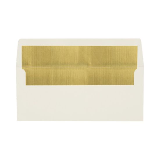 Picture of LUX #10 Foil-Lined Square-Flap Envelopes, Peel & Press Closure, Natural/Gold, Pack Of 500