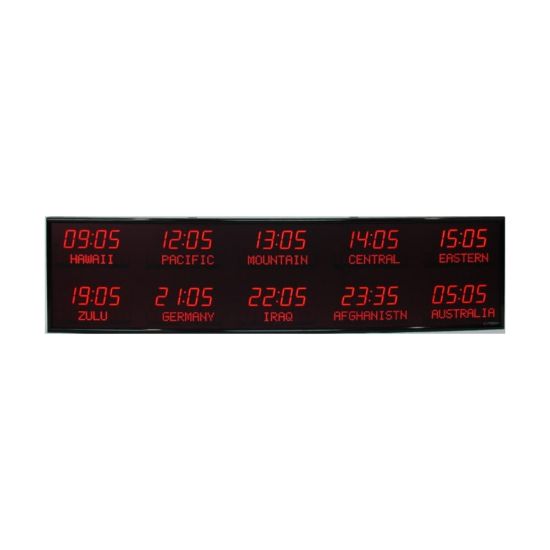 Picture of BRG Precision Products 6610L World Time Zone LED Digital Clock, 8 1/4inH x 99 1/4inW x 2 1/4inD, Black