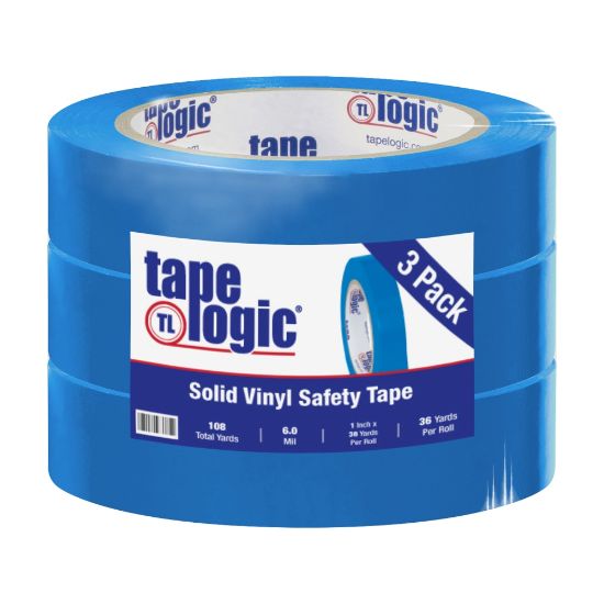 Picture of BOX Packaging Solid Vinyl Safety Tape, 3in Core, 1in x 36 Yd., Blue, Case Of 3