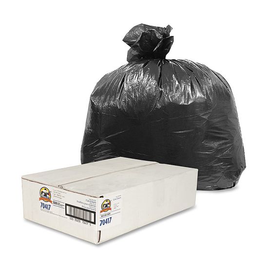 Picture of Genuine Joe 0.35-mil Linear Low-Density Trash Liners, 10 Gallons, 24in x 23in, Black, Carton Of 1000